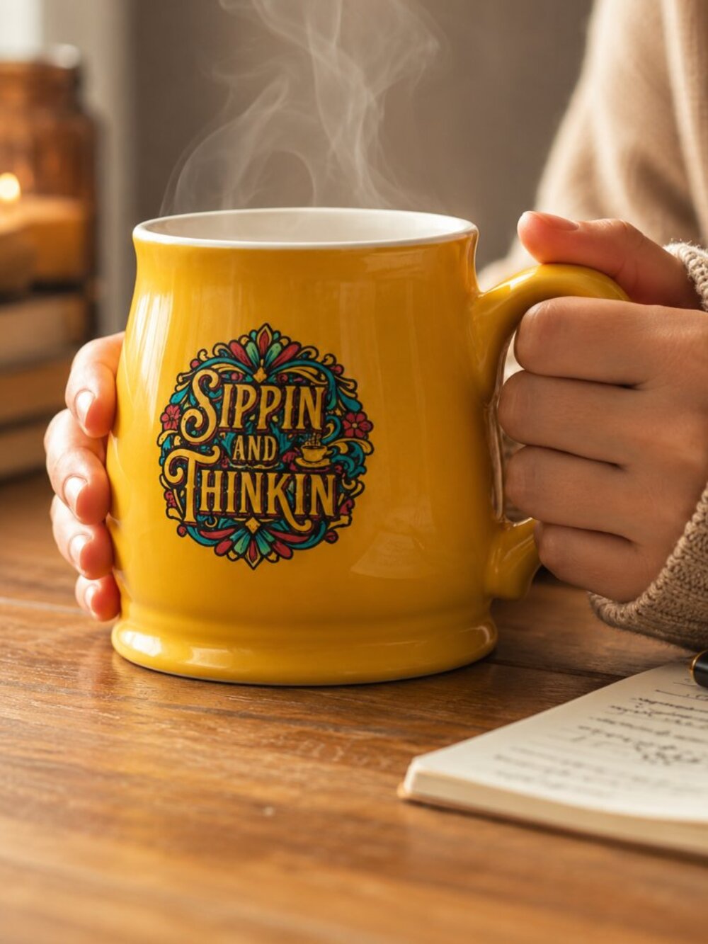 Sippin’ and Thinkin’ 15oz Custom Graphic Mug